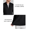 COOFANDY Mens Zip up Sweater Casual Knitted Cardigan Sweater Stand Collar(Black)
