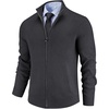 COOFANDY Mens Zip up Sweater Casual Knitted Cardigan Sweater Stand Collar(Dark Grey)