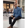 COOFANDY Mens Zip up Sweater Casual Knitted Cardigan Sweater Stand Collar(Denim Blue)