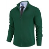 COOFANDY Mens Zip up Sweater Casual Knitted Cardigan Sweater Stand Collar(Green)