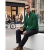COOFANDY Mens Zip up Sweater Casual Knitted Cardigan Sweater Stand Collar(Green)
