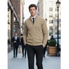 COOFANDY Mens Zip up Sweater Casual Knitted Cardigan Sweater Stand Collar(Khaki)