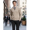 COOFANDY Mens Zip up Sweater Casual Knitted Cardigan Sweater Stand Collar(Light Khaki)