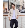 COOFANDY Mens Zip up Sweater Casual Knitted Cardigan Sweater Stand Collar(Warm Beige)