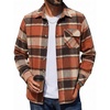 COOFANDY Mens Flannel Shirts Long Sleeve Plaid Button Down Shirt Jacket(Orange)
