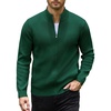 COOFANDY Mens Zip up Sweater Casual Knitted Cardigan Sweater Stand Collar(Green)