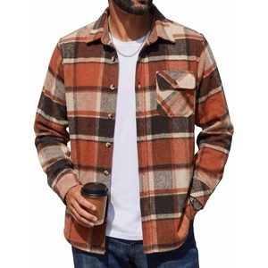 COOFANDY Mens Flannel Shirts Long Sleeve Plaid Button Down Shirt Jacket(Orange)