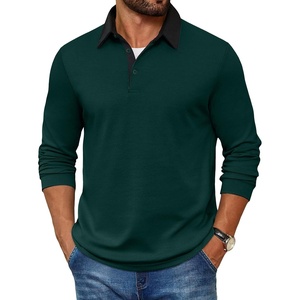 COOFANDY Mens Long Sleeve Polo Shirts Casual Sweatshirt Cotton Golf T Shirt(Green)