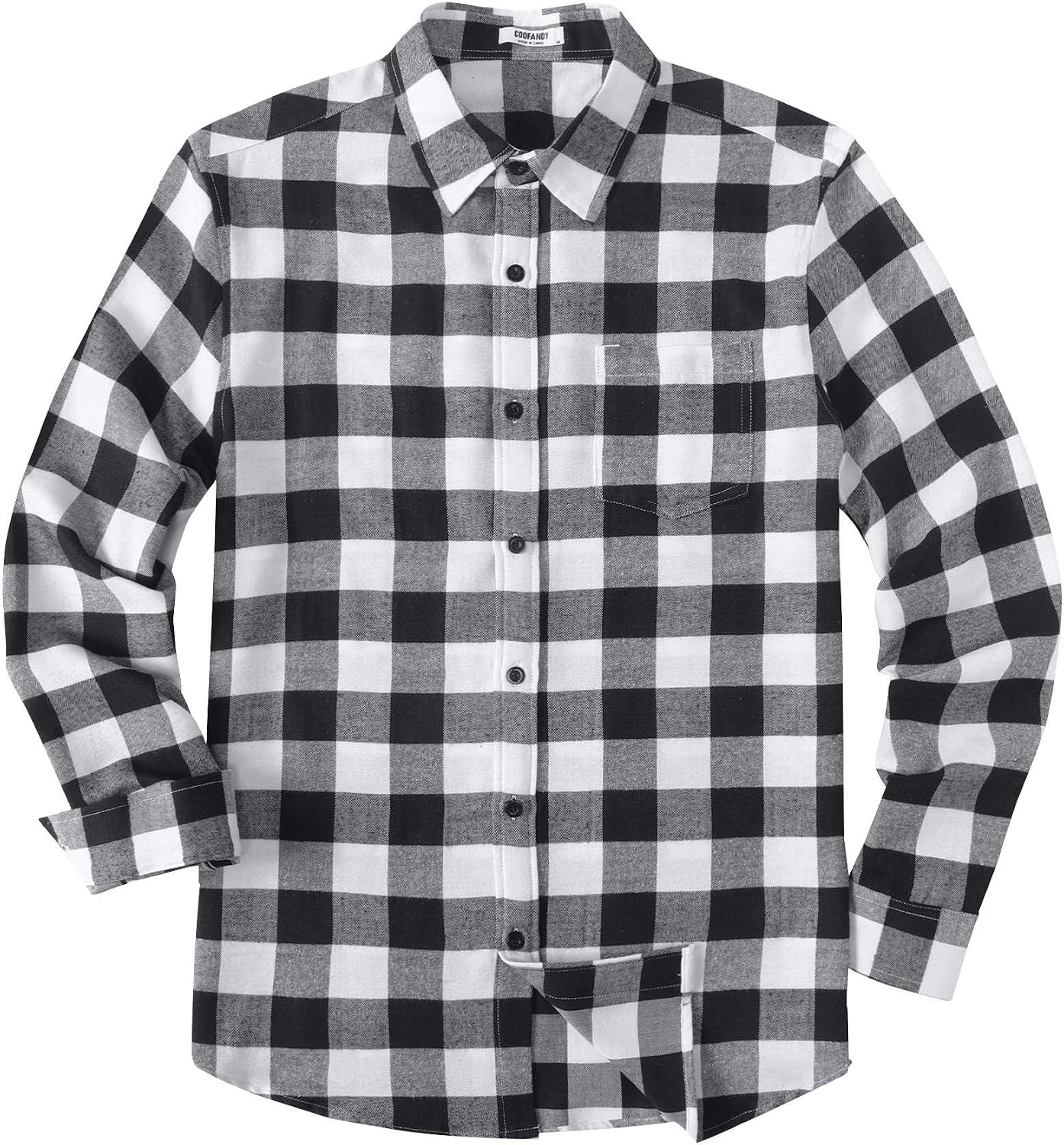 image:imageCOOFANDY Mens Flannel Shirts Long Sleeve Plaid Casual Button Down ShirtBuffalo Black White