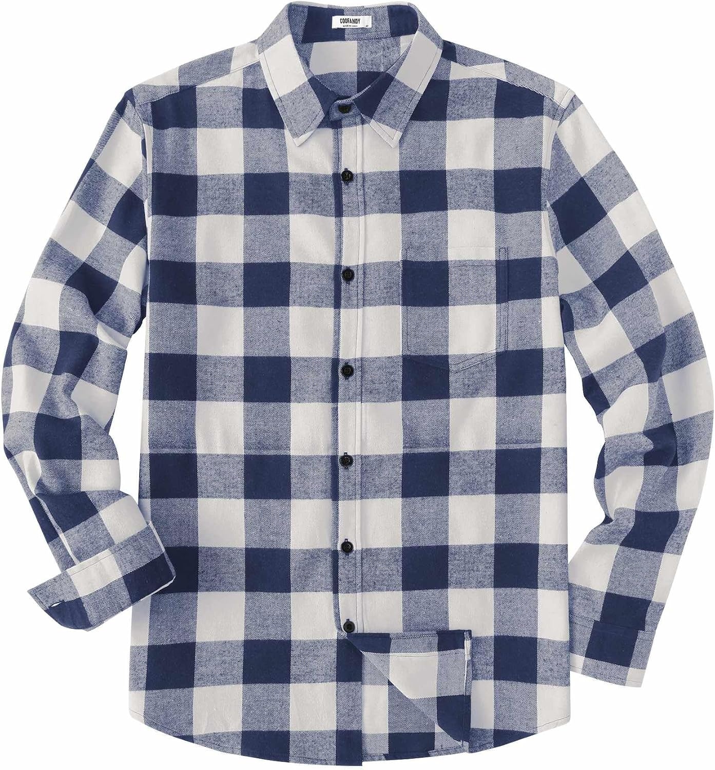image:imageCOOFANDY Mens Flannel Shirts Long Sleeve Plaid Casual Button Down ShirtBuffalo Blue White