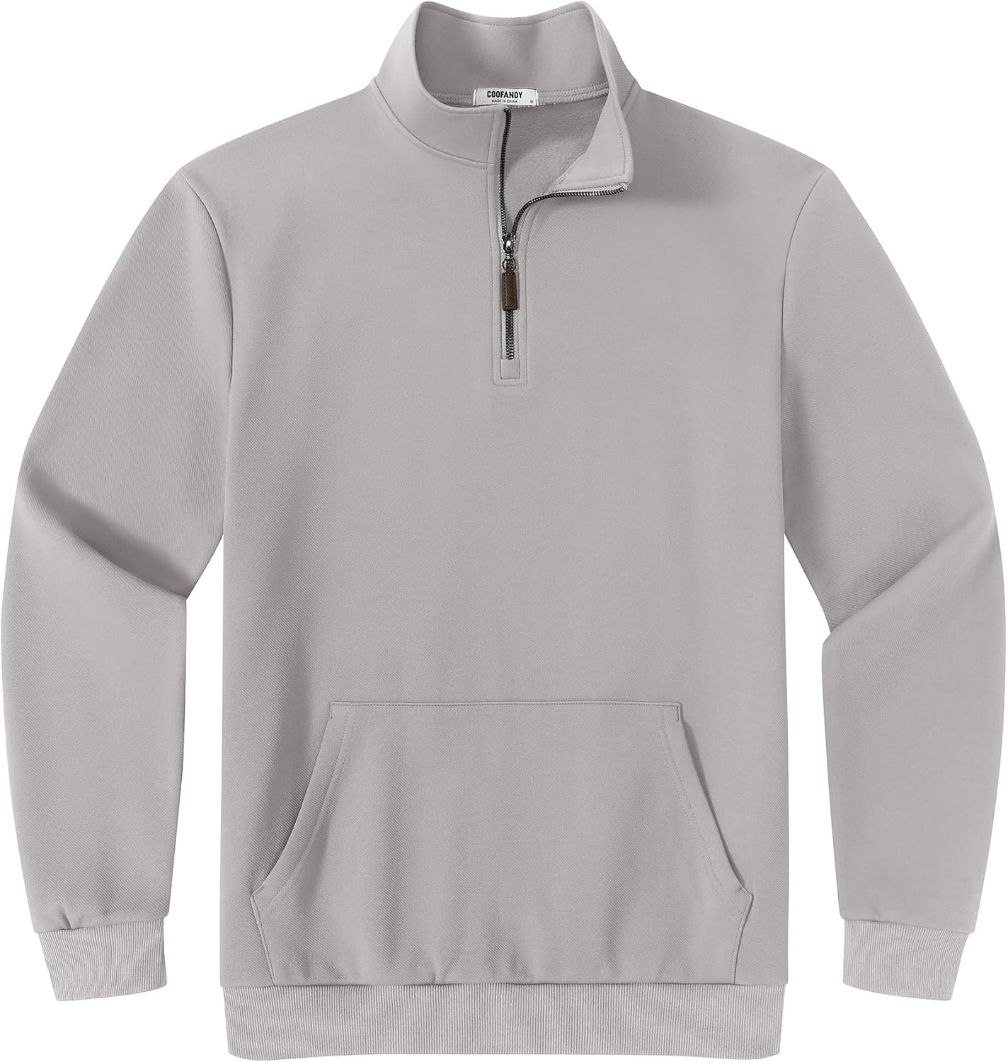 image:imageCOOFANDY Mens Quarter Zip Pullover Sweatshirt FleeceLined Casual SweaterLight Gray
