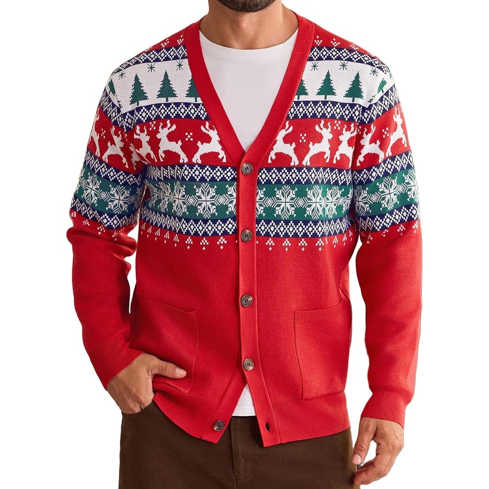 image:imageCoofandy Ugly Christmas Sweater Men Xmas Sweater Knitted Cardigan HolidayChristmas Tree