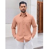 COOFANDY Mens Button Down Shirt Casual Untucked Shirts Long Sleeve Dress Shirt with Pocket(Pink)