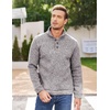 COOFANDY Men’s Casual Pullover Sweater Quarter Button Fleece Sweatshirt Knitted Thermal Sweaters(Light Heather Gray)