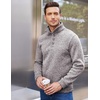 COOFANDY Men’s Casual Pullover Sweater Quarter Button Fleece Sweatshirt Knitted Thermal Sweaters(Light Heather Gray)