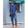 COOFANDY Mens Flannel Shirts Long Sleeve Plaid Casual Button Down Shirt(Buffalo Black Blue)