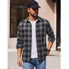 COOFANDY Mens Flannel Shirts Long Sleeve Plaid Casual Button Down Shirt(Buffalo Black Gray)