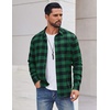 COOFANDY Mens Flannel Shirts Long Sleeve Plaid Casual Button Down Shirt(Buffalo Black Green)