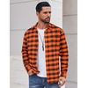 COOFANDY Mens Flannel Shirts Long Sleeve Plaid Casual Button Down Shirt(Buffalo Black Orange)