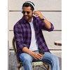 COOFANDY Mens Flannel Shirts Long Sleeve Plaid Casual Button Down Shirt(Buffalo Black Purple)