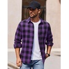COOFANDY Mens Flannel Shirts Long Sleeve Plaid Casual Button Down Shirt(Buffalo Black Purple)