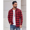 COOFANDY Mens Flannel Shirts Long Sleeve Plaid Casual Button Down Shirt(Buffalo Black Red)