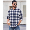 COOFANDY Mens Flannel Shirts Long Sleeve Plaid Casual Button Down Shirt(Buffalo Blue White)
