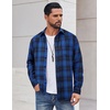COOFANDY Mens Flannel Shirts Long Sleeve Plaid Casual Button Down Shirt(Plaid – Black Blue)