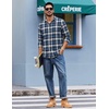 COOFANDY Mens Flannel Shirts Long Sleeve Plaid Casual Button Down Shirt(Plaid – Blue White)