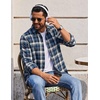 COOFANDY Mens Flannel Shirts Long Sleeve Plaid Casual Button Down Shirt(Plaid – Blue White)