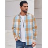 COOFANDY Mens Flannel Shirts Long Sleeve Plaid Casual Button Down Shirt(Plaid – Khaki Blue)