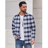 COOFANDY Mens Flannel Shirts Long Sleeve Plaid Casual Button Down Shirt(Plaid – Navy White)