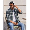 COOFANDY Mens Flannel Shirts Long Sleeve Plaid Casual Button Down Shirt(Plaid – White Green)