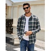 COOFANDY Mens Flannel Shirts Long Sleeve Plaid Casual Button Down Shirt(Plaid – White Green)