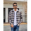 COOFANDY Mens Flannel Shirts Long Sleeve Plaid Casual Button Down Shirt(Plaid- Navy Coffee)