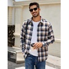 COOFANDY Mens Flannel Shirts Long Sleeve Plaid Casual Button Down Shirt(Plaid- Navy Coffee)