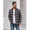 COOFANDY Mens Flannel Shirts Long Sleeve Plaid Casual Button Down Shirt(Plaid- Navy Khaki)