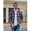 COOFANDY Mens Flannel Shirts Long Sleeve Plaid Casual Button Down Shirt(Plaid- Navy Khaki)