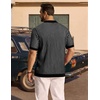 COOFANDY Mens Knit Button Down Shirts Short Sleeve Polo Shirt Vintage Striped Casual Shirts(Black White Stripe)
