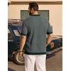 COOFANDY Mens Knit Button Down Shirts Short Sleeve Polo Shirt Vintage Striped Casual Shirts(Evergreen White)