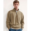 COOFANDY Mens Quarter Zip Pullover Sweatshirt Fleece-Lined Casual Sweater(Khaki)