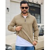 COOFANDY Mens Quarter Zip Pullover Sweatshirt Fleece-Lined Casual Sweater(Khaki)