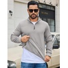 COOFANDY Mens Quarter Zip Pullover Sweatshirt Fleece-Lined Casual Sweater(Light Gray)