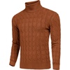 COOFANDY Men’s Slim Fit Turtleneck Sweater Casual Twisted Knitted Pullover(Brown)