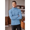COOFANDY Men’s Slim Fit Turtleneck Sweater Casual Twisted Knitted Pullover(Light Blue)