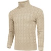 COOFANDY Men’s Slim Fit Turtleneck Sweater Casual Twisted Knitted Pullover(Light Khaki)