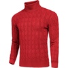 COOFANDY Men’s Slim Fit Turtleneck Sweater Casual Twisted Knitted Pullover(Red)