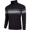 COOFANDY Men’s Slim Fit Turtleneck Sweater Casual Twisted Knitted Pullover(Striped-grey & Black)