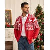 Coofandy Ugly Christmas Sweater Men Xmas Sweater Knitted Cardigan Holiday(Red_reindeer)