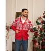 Coofandy Ugly Christmas Sweater Men Xmas Sweater Knitted Cardigan Holiday(Red_reindeer)